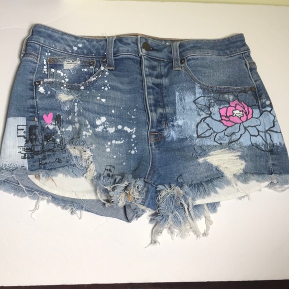 American Eagle Outfitters Pants - American Eagle Stretch Vintage High Rise Festival Distressed  Denim Shorts  8